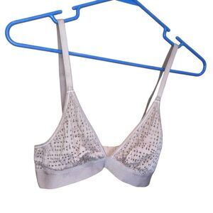 Negative Nude Unlined Bralette Wireless Eyelet Lace Triangle size 1 #779